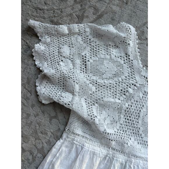 Vintage Inspired White Cotton Crochet Lace Dress Women’s Small Boho Cottagecore - Picture 3 of 5
